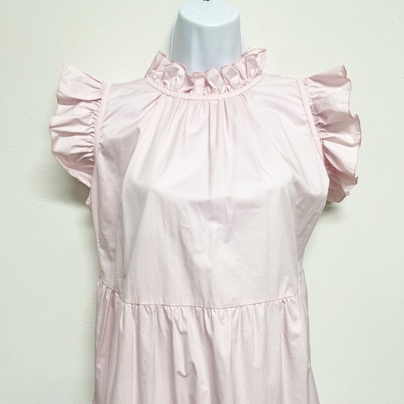 MONICA NERA Womens Pink Cotton Artelier Made to Order Tiered Mini Dress Size M - Picture 3 of 10